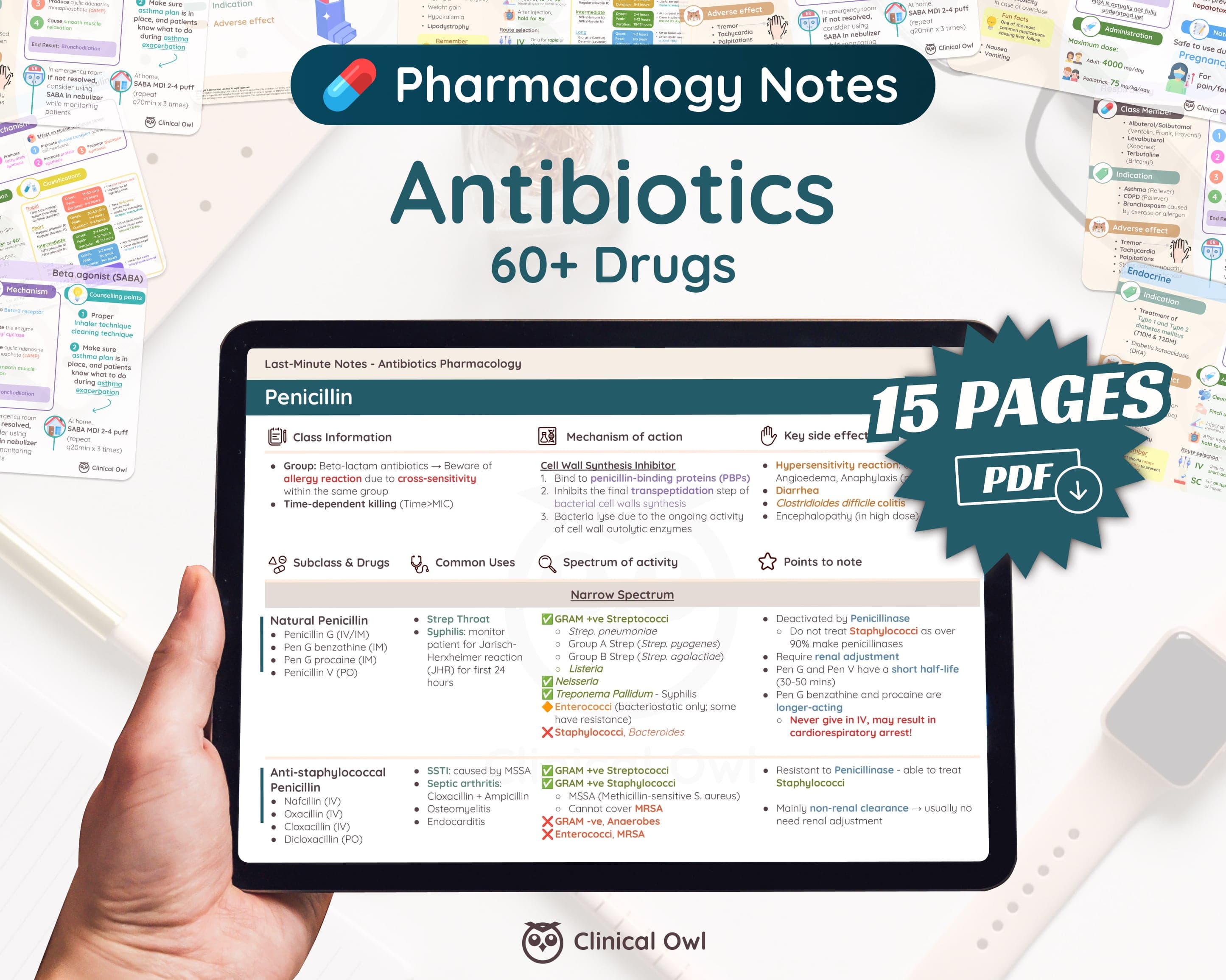 15 pages: Antibiotics Summary